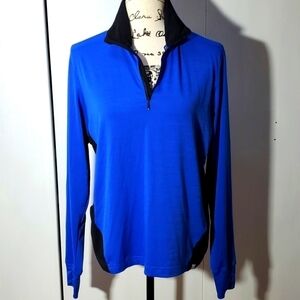 GG Blue- Royal blue/ black 3/4 Zip Pullover Popover Performance Shirt Sz.L